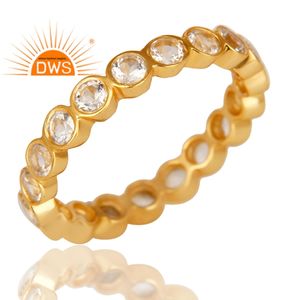 แหวน925เงินสเตอร์ลิง14K ประดับพลอยบุษราคัมสีขาวธรรมชาติชุบทองได้ - Product Image 2