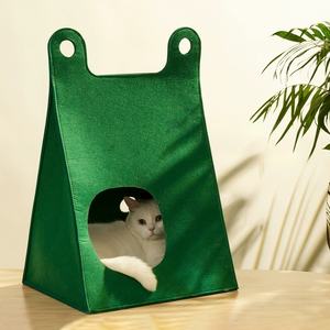 Cama plegable de fieltro para gatos Casa de gatos de mano Túnel plegable para gatos Cama cerrada - Product Image 1