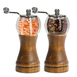 Set di macinapepe in legno acrilico di design 2 pezzi strumenti di spezie <span class=keywords><strong>da</strong></span> cucina riutilizzabili in metallo manico palmare smerigliatrice per sala <span class=keywords><strong>da</strong></span> <span class=keywords><strong>pranzo</strong></span> - Product Image 1