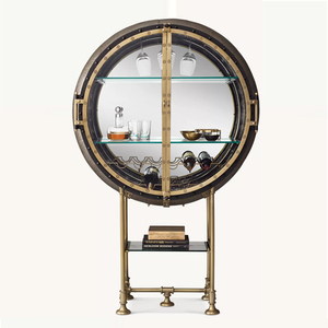 Meuble d'intérieur circulaire haut de gamme personnalisé pour le salon meuble pour la décoration d'intérieur meuble de bar d'angle vitrine à <span class=keywords><strong>vin</strong></span> en verre <span class=keywords><strong>casier</strong></span> - Product Image 2