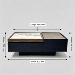Rectangle Wooden Coffee <b>Table</b> Stone Top <b>Storage</b> Eco-Friendly High-<b>end</b> Vintage Style Home Luxury Design Living Room - Product Image 4