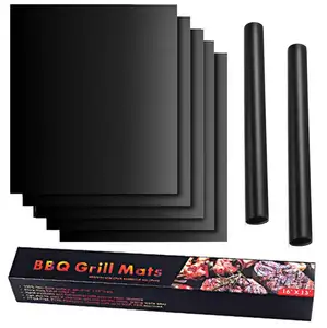 Microwave Safe 0.30ミリメートルThick Black Fireproof Grill Mat BBQ Liner Silicone BBQ Mat