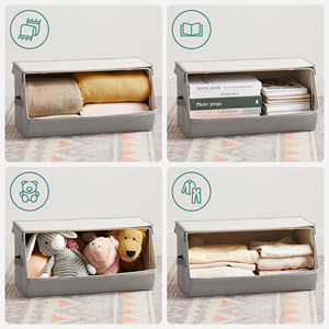 Boîtes de <span class=keywords><strong>rangement</strong></span> pliables rectangulaires avec couvercles, en tissu non tissé écologique, pour vêtements et jouets, empilables, multifonctionnelles, modernes - Product Image 3