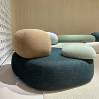 Ensemble de canapés en bois massif en forme de galet, design modulable sans éponge pour salon/hall, espace de repos de magasin de vêtements, réception