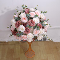 Boules de fleurs artificielles en soie rose modernes en gros pour centres de table, décoration de table pour mariage, événement, fête, arrangement floral