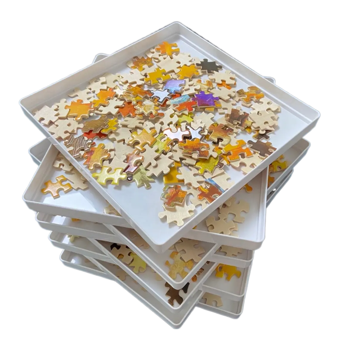 Hot Sale Puzzle Sort Accessories Makes Pieces Stand Out to Better Pattern White Plastic 8-Tray Puzzle Sorting Tray with Lid