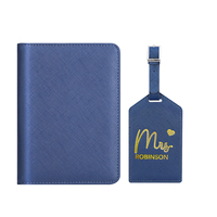 Ensemble de couvertures de passeport et d'étiquettes à bagages en cuir véritable au design personnalisé de luxe Cadeau de faveur de mariage avec logo personnalisé