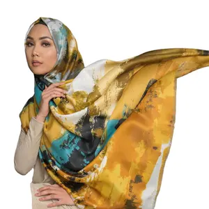 2020 New arrival women lady scarf digital printed floral scarf 100% cotton hijab scarf