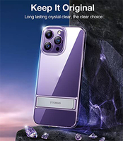 TORRAS UPRO casing iPhone 14 Pro Max, pelindung ponsel ramping dengan penyangga bawaan, untuk iPhone 15 Pro Max