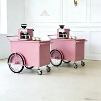 Carrello Bar Mobile Personalizzato con Logo, Armadietto Chiuso e Ruote da Bicicletta per Caffè, Matrimoni e Catering