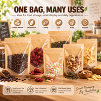 Sachet alimentaire Doypack en papier kraft brun imprimé sur mesure avec fenêtre transparente, fermeture éclair, résistant à l'humidité, en Mylar, 5,5*7,9*3,1 pouces, vente en gros