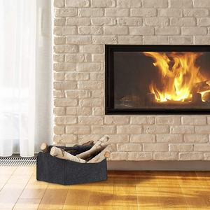 Panier de rangement pliable en feutre gris foncé avec 2 compartiments et 1 poignée pour organiser Magazines, journaux, livres et albums - Product Image 5