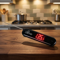 Termometer Dapur Digital Layar LCD Besar Bertenaga USB Probe Baja Tahan Karat Tahan Air Casing ABS -58F-572F Temperatur