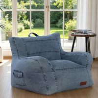 Fauteuil pouf en denim style jean avec housse amovible pour salon et chambre