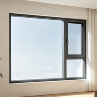 Ventana Abatible de Aluminio y Vidrio Templado, Hermética, Antipolvo, con Marco Delgado y Ultra Silenciosa, Directo de Fábrica, para Sala de Estar