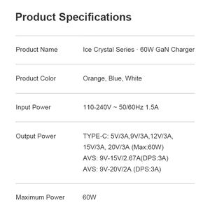 อะแดปเตอร์สำหรับ IPhone17อุปกรณ์มือถือแอนดรอยด์60W Super Fast Type-C PD3.2 AVS Gan - Product Image 4