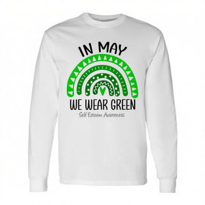 Nel mese di maggio indossiamo una maglietta verde arcobaleno a maniche lunghe per la consapevolezza dell'autostima - Product Image 2