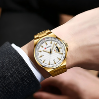 Montre CURREN 8375 en stock, acier inoxydable, cadran bleu, analogique, quartz, fabrication chinoise, affichage de la date, aiguilles luminescentes, montres pour hommes