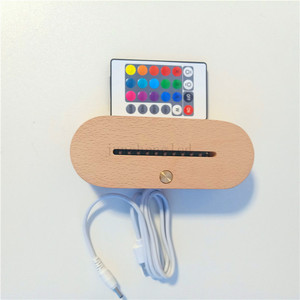 Base de lámpara Led 3d acrílica táctil, base de madera, lámpara Led, Cable Usb, luz nocturna, venta al por mayor - Product Image 1