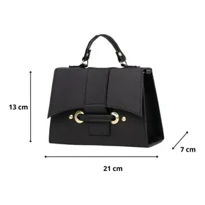 Sac bandoulière noir pour femme Fana avec chaîne dorée, fermeture éclair, imperméable, en cuir PU, design tendance avec lettres pour tous les jours - Product Image 3