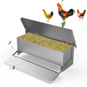 5kg Galvanized Steel Treadle Automatic Chicken Feeder For Poultry Food Feeder Trough