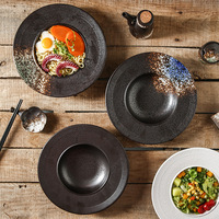 Assiette à pâtes profonde XUANHUI en céramique, style pastoral, luxe léger, vintage, compatible micro-ondes, assiette japonaise-occidentale