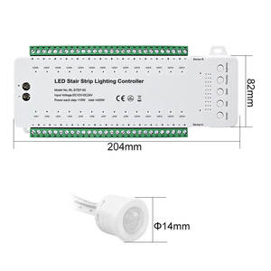 Kit de Contrôleur d'Éclairage d'Escalier à 28 Marches 12V 24V, Contrôleur LED Intelligent pour Maison Connectée avec Capteur PIR Automatique pour Décoration Intérieure - Product Image 1