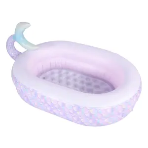 Customize Elliptical mermaid tail Princess inflatable pool with inflatable base spray sprinkle pool portable swimming pool