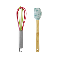 Kit de pâtisserie avec gants anti-chaleur (matière textile) et fouet à œufs en silicone traité en acier inoxydable - Réutilisable et flexible