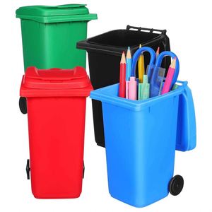 Custom Logo Plastic <b>Mini</b> Trash Can Pen Holder Wheelie Bin Shape Desktop Stationery Organizer for Promotional Activities - Product Image 5