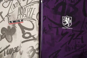 도매 낙서 인쇄 빈티지 까마귀 남자의 패션 하이 스트리트 양방향 지퍼 카디건 까마귀 - Product Image 5