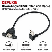 DEFUXIN Abgewinkeltes USB 2.0 A-Stecker auf A-Buchse Panelmontage-Verlängerungskabel 50cm Schraubmontage-Kabel für Industriegehäuse