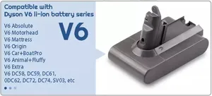 V6 Battery 21.6V 3.0Ah Li-Ion For Vacuum Cleaner Battery V6 Battery Parts DC58 DC59 DC61 DC62 DC72 Animal Series With KC