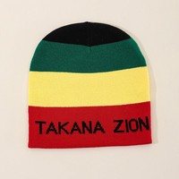Gorro de Punto Jacquard con Bordado 3D, 100% Acrílico, a Rayas, con Botones, para Exteriores, Personalizado, Estilo Hip-Hop, para Hombre, Estilo Rasta