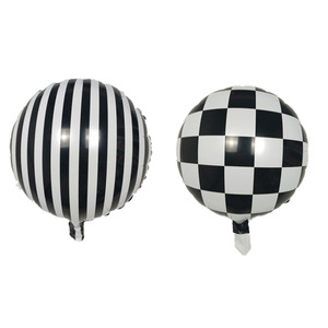 Palloncini per Feste di Compleanno 18 Pollici Piatti Rotondi Bianco e Nero a Scacchi Globos Palloncini in Mylar a Scacchiera - Product Image 2