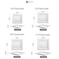 Assiette carrée en porcelaine de conception blanche pour restaurant, assiette plate carrée en céramique de luxe de bonne qualité pour hôtel