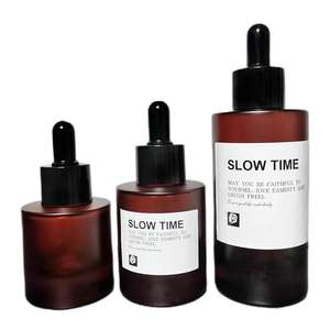 Bouteilles compte-gouttes en verre ambré de haute qualité 30ml 50ml Tubes d'emballage d'huile de massage d'huile essentielle de sérum de soin de la peau - Product Image 1