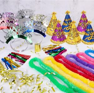 Bonne année fête <span class=keywords><strong>Photo</strong></span> accessoires diadèmes casquettes métalliques chapeaux Leis <span class=keywords><strong>et</strong></span> collier de perles éruptions fabricants de bruit corne lunettes fournitures - Product Image 2