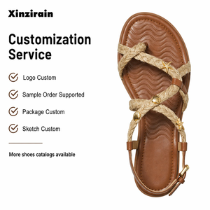 Sandálias Casuais Romanas Femininas Xinzirain com Tira em Corda Trançada e Fivela Ajustável - Product Image 1