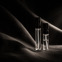 Flacon pulvérisateur de parfum en verre transparent avec bouchon pompe à brume fine noir, vide, rechargeable, format voyage, contenant cosmétique, vente en gros