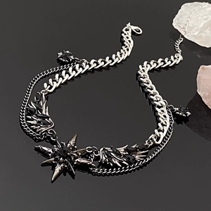 قلادة هيسيرا بانك هيب هوب من السبائك، تصميم فريد وشخصي، سلسلة على شكل جناح لهودي، قلادة عظم الترقوة للنساء - Product Image 2