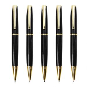 Gloss Piano Black Gold Trim Twist Metal Ballpoint <b>Pen</b>, Classic Luxury Rotating Executive Signature <b>Pen</b> - Product Image 1