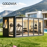 COCOVIA - Módulo de Fitness Prefabricado para Exteriores |   Gimnasio Moderno con Paredes de Vidrio para Villa y Jardín |   Modular, Resistente a la Intemperie, Listo para Usar