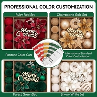 Ensemble de 38 boules de Noël en plastique de luxe faites à la main de haute qualité, décorations suspendues en velours pour arbre de Noël dans un coffret cadeau