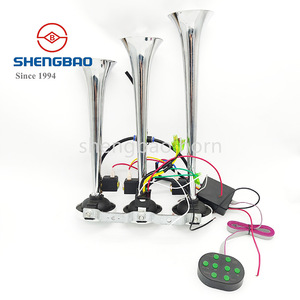 Bocina de aire Shengbao de 3 tubos, 12V, de aluminio, de tono alto, para camiones y coches, para actualización y reequipamiento. - Product Image 1
