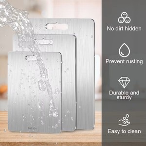 Bán buôn tùy chỉnh kích thước 304 thép không gỉ chống trượt thớt để cắt thực phẩm thép không gỉ Hai mặt thớt - Product Image 6