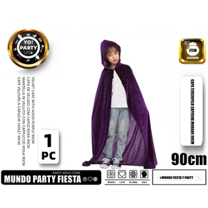 Completo da strega e vampiro in velluto con cappuccio viola da 100CM per bambini, compresi i componenti del vestito-articolo #82005 - Product Image 1