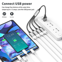 Adaptador Hub OTG USB-C de 4 Puertos, Cable de Nailon Trenzado, Conductor de Cobre Puro, Carga Rápida de 5A, Transferencia de Datos USB 2.0, para Teléfonos y Laptops, OEM