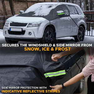 Housse <span class=keywords><strong>de</strong></span> pare-brise avant pour camionnettes, SUV, berlines, voitures, résistante aux intempéries, noire, anti-UV, imperméable, avec couvre-rétroviseurs latéraux - Product Image 2