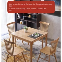 Table à manger carrée en bois massif de 0.8m personnalisée, style nordique simple et moderne pour petits appartements, chaises incluses-Ménage